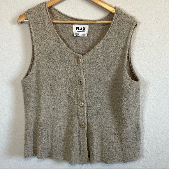 Flax by Angelheart Tan Cotton Blend Sweater Vest Boho Minimalist Size M/L - Picture 1 of 6